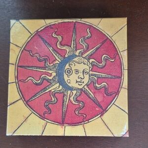 IMPERIAL ASTRONOMY COASTERS. Artistic Sun Design Box in Red and Yellow